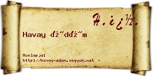 Havay Ádám névjegykártya