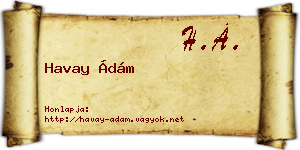 Havay Ádám névjegykártya